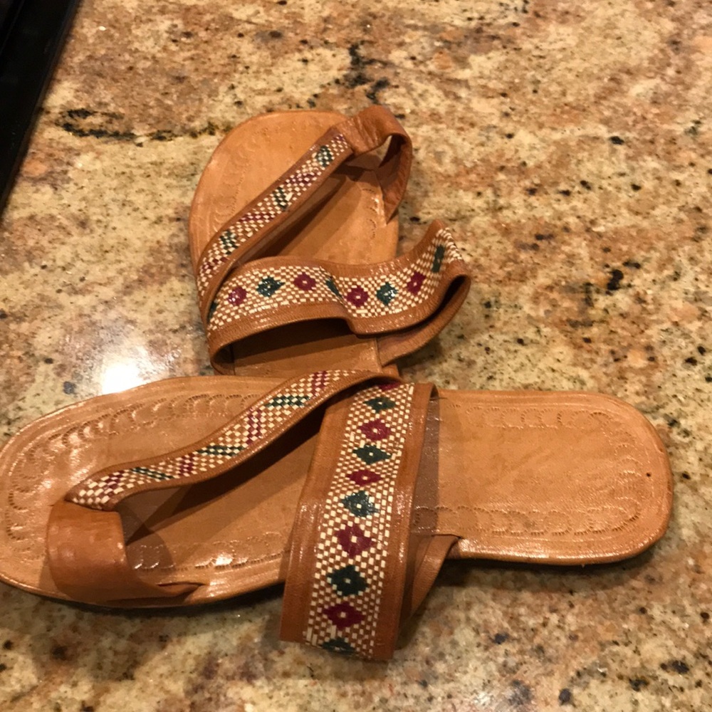 Tan leather women’s sandals - never been worn